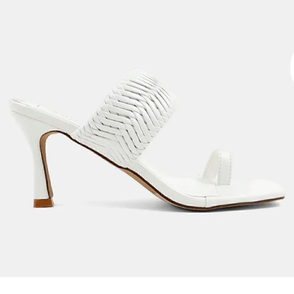 ShuShop Fatima braided low heeled sandal in white sz 8.5 - Picture 3 of 3